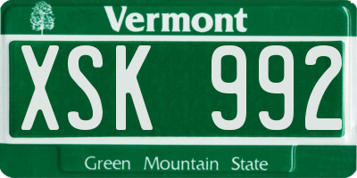 VT license plate XSK992