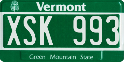 VT license plate XSK993