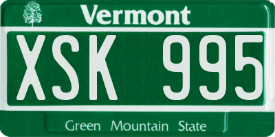 VT license plate XSK995