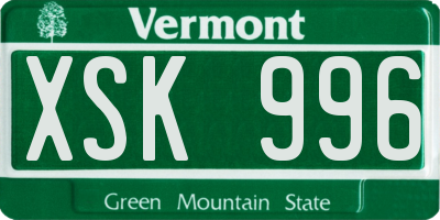 VT license plate XSK996