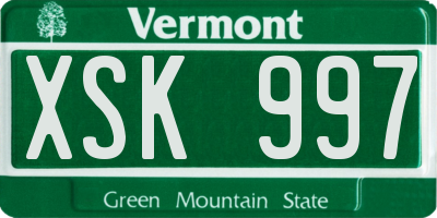 VT license plate XSK997