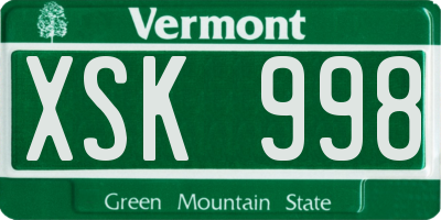 VT license plate XSK998