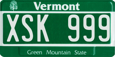VT license plate XSK999