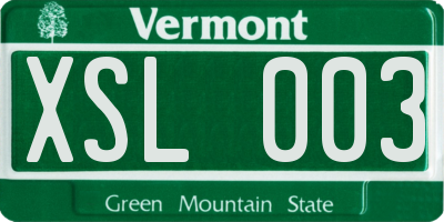VT license plate XSL003