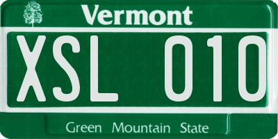 VT license plate XSL010