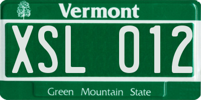 VT license plate XSL012
