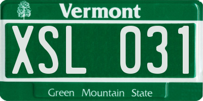 VT license plate XSL031