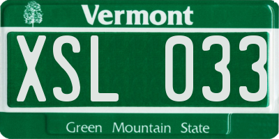 VT license plate XSL033