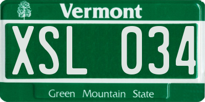 VT license plate XSL034