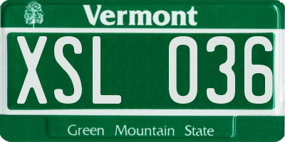 VT license plate XSL036