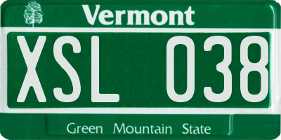 VT license plate XSL038