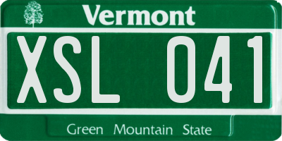 VT license plate XSL041