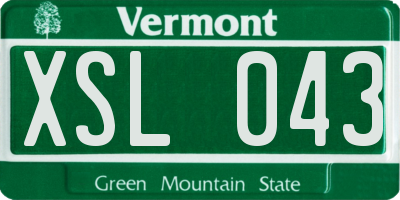 VT license plate XSL043
