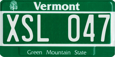 VT license plate XSL047