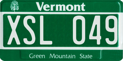 VT license plate XSL049