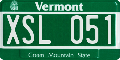 VT license plate XSL051