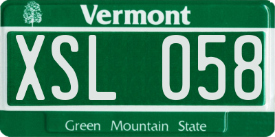 VT license plate XSL058