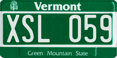 VT license plate XSL059