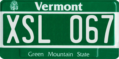VT license plate XSL067
