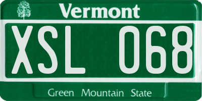 VT license plate XSL068