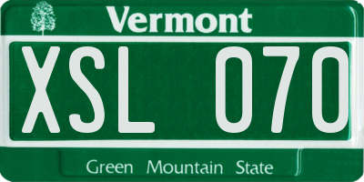 VT license plate XSL070