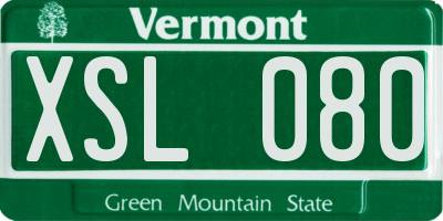 VT license plate XSL080