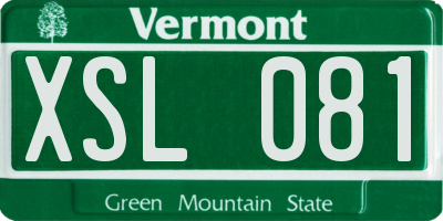 VT license plate XSL081