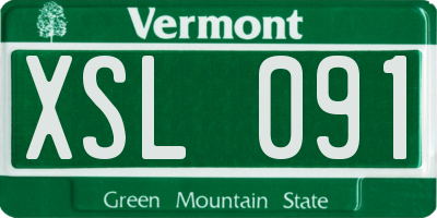 VT license plate XSL091