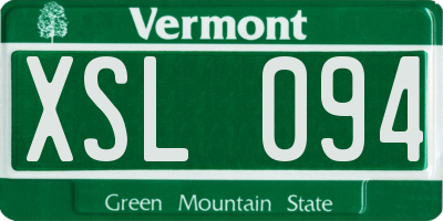 VT license plate XSL094