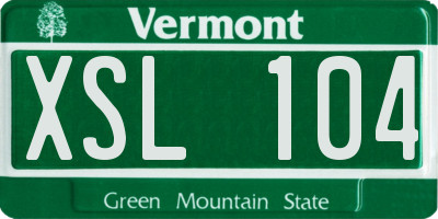 VT license plate XSL104
