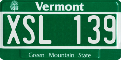 VT license plate XSL139