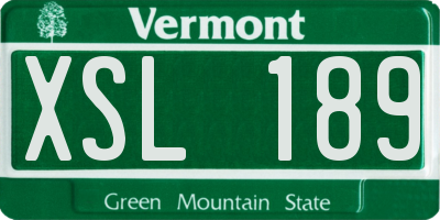VT license plate XSL189