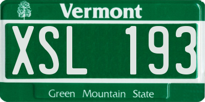 VT license plate XSL193