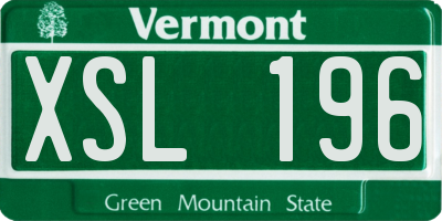 VT license plate XSL196