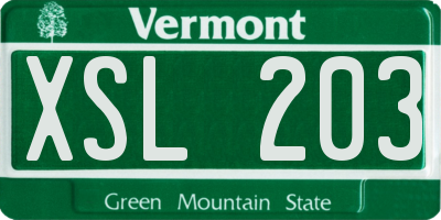 VT license plate XSL203