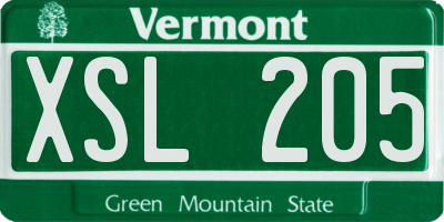 VT license plate XSL205
