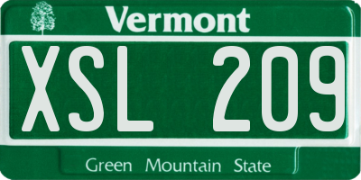 VT license plate XSL209