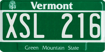 VT license plate XSL216