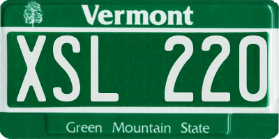 VT license plate XSL220