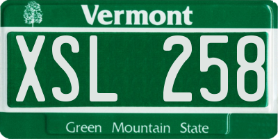 VT license plate XSL258
