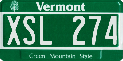 VT license plate XSL274