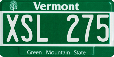 VT license plate XSL275