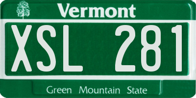 VT license plate XSL281