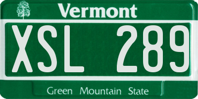 VT license plate XSL289