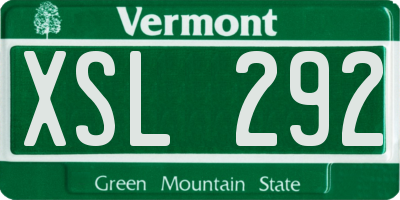 VT license plate XSL292