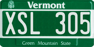 VT license plate XSL305