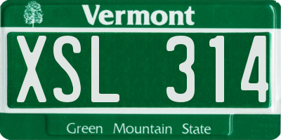 VT license plate XSL314