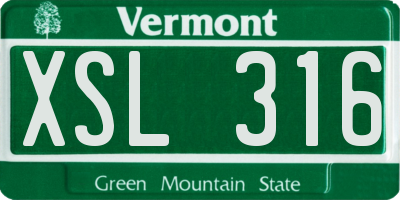 VT license plate XSL316