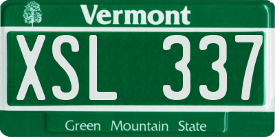 VT license plate XSL337