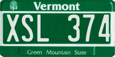 VT license plate XSL374